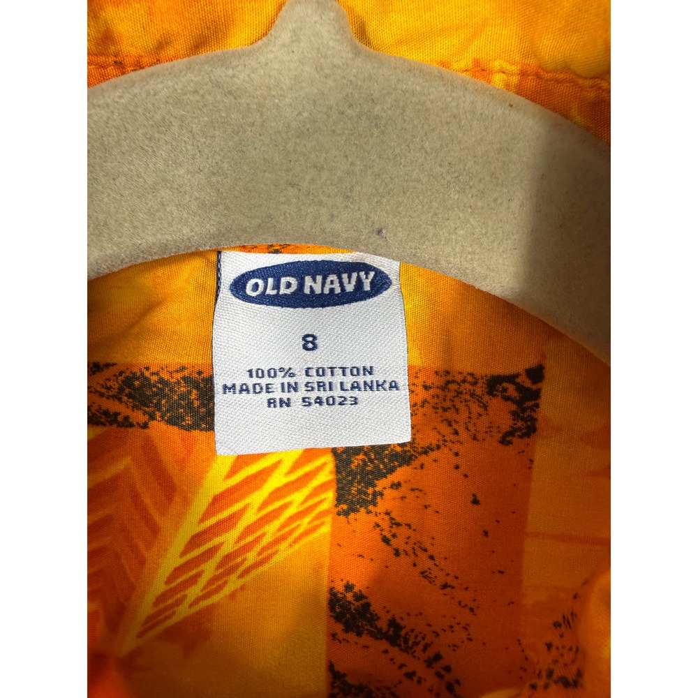 Old Navy Button Down Shirt Boys 8 Orange Good Vintage Skater Surf Graphic Y2K - Picture 5 of 11